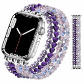 Crystal Pearl & Hematite Elastic Beaded Bracelet Watch Band